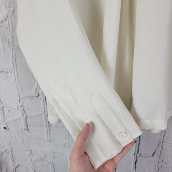 Apiece Apart ivory clasp open front neck long sleeve blouse - Picture 6 of 12
